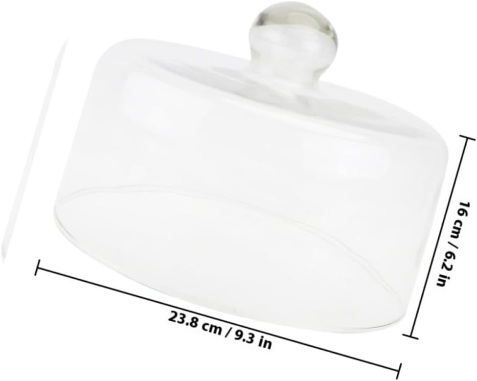 Zerodeko Glass Cake Dome Cover 24cm round Dessert Dome Food Cover for Pastries and Snacks, Single Piece with Foam Packaging for Kitchen and Dining Use