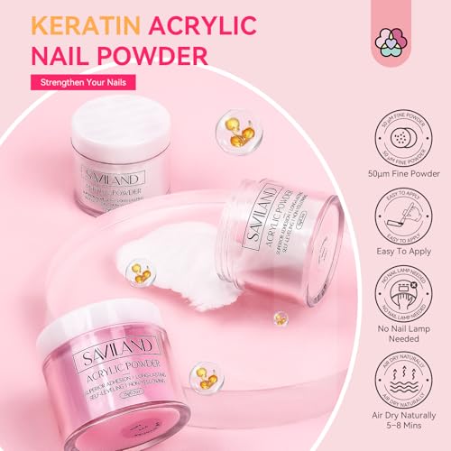 SAVILAND Acrylic Nail Kit with Drill: Professional Acrylic Nail Set for Beginners with Everything U V Light 3 Colors Gel Polish Decorations Nails Tools for Home Salon Use Christmas Gift Set