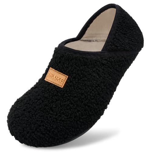 anluke slipper for women men slipper socks fuzzy house shoes rubber sole slip on soft-lightweight non slip indooroutdoor