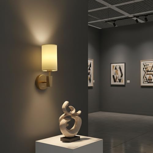 Lámpara de pared con pantalla de tela blanca para eliminar reflejos molestos 8