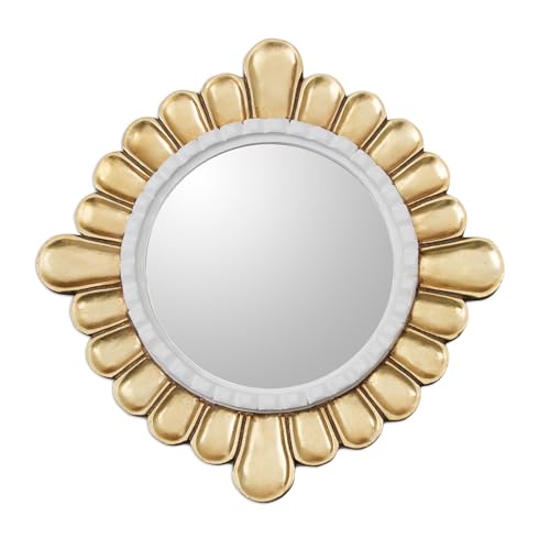 NOVICA Colonial Petals Bronze Gilded Wood Wall Mirror