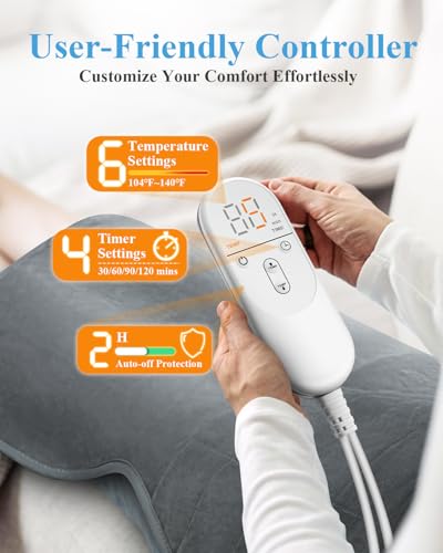 Heating Pad for Neck, Shoulders, and Back - Valentine's Day Gift for Him or Her, FSA/HSA Eligible, 6 Heat Settings, 4 Timers, 22x37 Grey