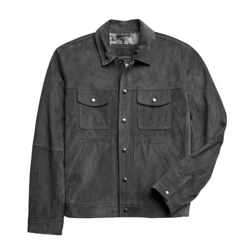 Men's Suede Leather Jacket - Western Style Cowboy Trucker Leather Jackets for Adult Outerwear3