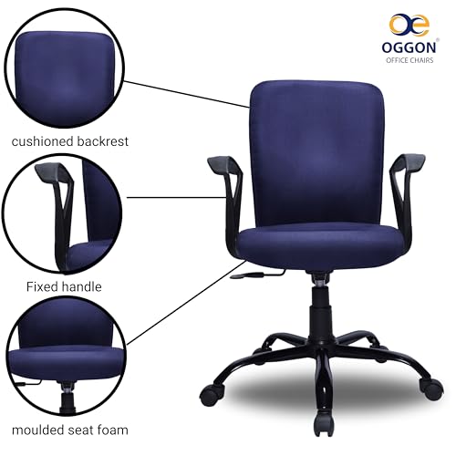 Image of Office Chair with Lumbar Support & Adjustable Height | Swivel Computer Chair with Cushioned Seat, Smooth Wheels & Comfortable Back Support for Home Office & Study (Color 1)