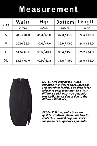 Bellivera Women Faux Suede Leather Pencil Skirt, Fall Casual Midi Skirts Spring and Summer Hip Wrapped Back Split FF21 Camel S - Image 7