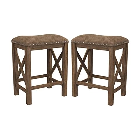 Hillsdale Furniture Willow Bend Stationary Backless Counter Height Stools, Set of 2, Antique Brown Walnut Cover