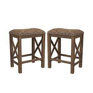 Hillsdale Furniture Willow Bend Stationary Backless Counter Height Stools, Set of 2, Antique Brown Walnut Hillsdale Furniture Willow Bend Stationary Backless Counter Height Stools Set of 2 Antique Brown Walnut