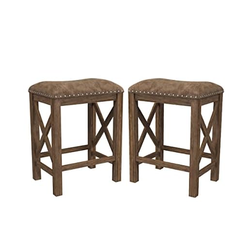 Hillsdale Furniture Willow Bend Stationary Backless Counter Height Stools, Set of 2, Antique Brown Walnut