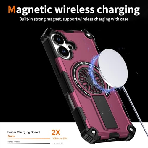 Image of Hupshy iPhone 16 Back Cover with Camera Protection Rings, Kickstand-Matte /Anti, Non-Slip, Camera Glass Protection,Transparent Shockproof Cover for iPhone 16 (Purple 3)