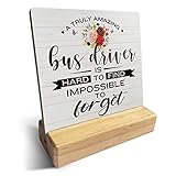 Bus Driver Gift Country a Truly Amazing Bus Driver is Hard to Find Wooden Plaque Sign Desk Decor Rustic Motivational Floral Bus Driver Quote Desk Sign Decor for Home Office 4 x 4 Inches