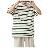 Camisetas de rayas para hombre Moda Verano Confort Manga Corta Cuello Redondo Camiseta a Rayas Top Algodón Hombre Camiseta Hombre Heavy Oversized Stripe Tee Hombres Camiseta para Hombre, Disponible