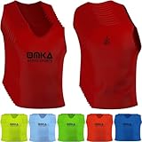 12 Stück pro Lieferung OMKA 12 Stück Fußball Leibchen Trainingsleibchen Markierungshemd Fußballleibchen für Kinder Jugend und Erwachsene, Farbe:Rot, Bibs:Senior (L)