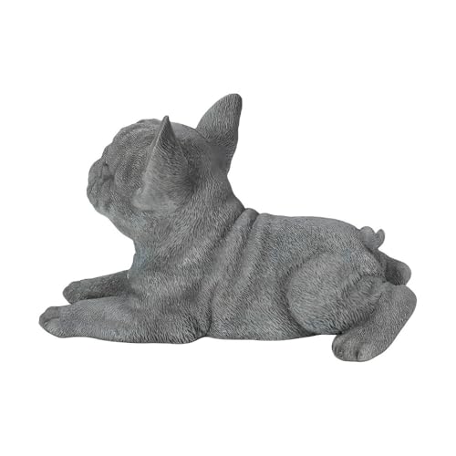 Estatua de Bulldog Francés Acostado en Resin Gris Azul miniatura 4