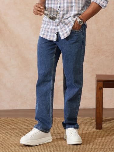 Image of WROGN Men's Cotton Lycra Jeans | Dark Blue Clean Wash | Anti Fit