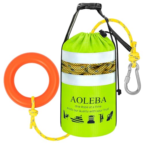 AOLEBA Water Rescue Throw Bag with 8MM Reflective Rope, 1900lbs Tensile Strength Emergency Safety Gear for Boating, Kayaking, Rafting, Floating Throw Bag Throwable Device with Quick Deployment Design