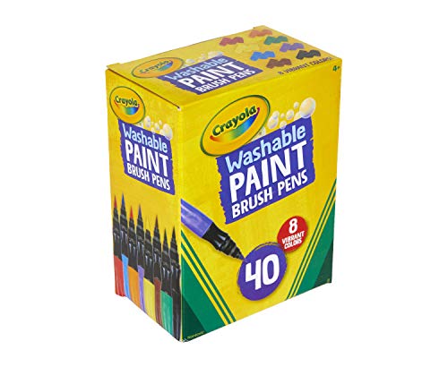 Crayola No-Drip Paint Brush Pens, Assorted Colors, Paint Set, 40 Count, Creative Gift For Kids And Teens #TOP2