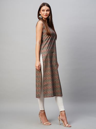 Image of ANNI Designer Women's Cotton Blend Straight Fit Kurti
