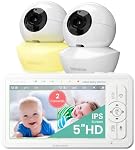 Babysense 5" HD Sans objet WiFi Moniteur de bébé à écran partagé, moniteur de bébé vidéo avec 2 Caméras et Audio, Lumière de nuit, 1000ft Gamme, Audio à deux voies, 4X Zoom, vision nocturne, 4000mAh pile