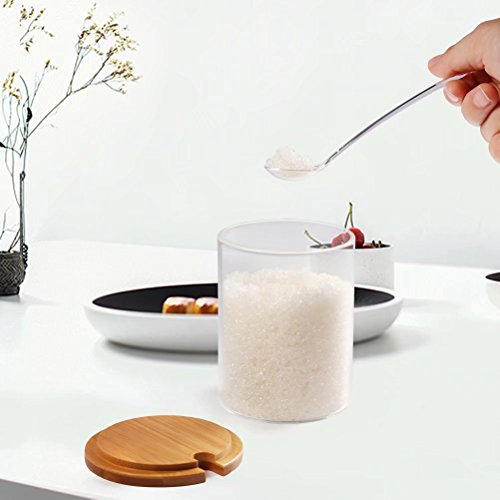 Sugar Bowl, 77L Glass Sugar Bowl with Sugar Spoon and Bamboo Lid for Home and Kitchen, Elegant Design, 11.8 FL OZ (350 ML) - Thumbnail 5