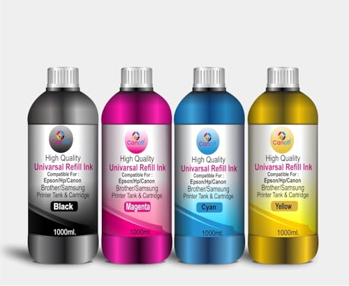 Image of CANOFF Multicolor Refill Ink Compatible for Can: E470, E477, E400, E410, E417, E560, E3370, E4570, Mg2577S, MG2570S and G Series Printers G1100 /G2100 /G3100 Printer (Cannon Printer Refill Ink, CMYK)