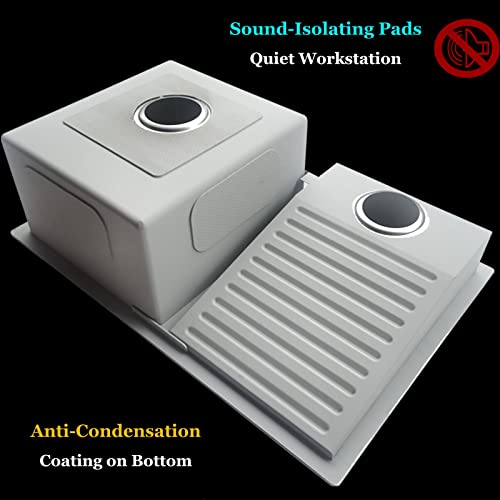 1000mm/39.3Inch Laundry Utility Sink With Washboard Stainless Steel Kitchen Sink with Faucet Household Pool Balcony Room Wash Basin Easy Clean Double-Bowl