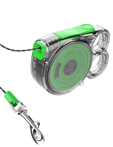 Transparent Rainbow Small Dog Retractable Leash for Small Dogs and Cats up to 360° Tangle-Free Portable Weighs Only 98gn and One-Hand Brake 18 lbs 10-Foot Tape Durable