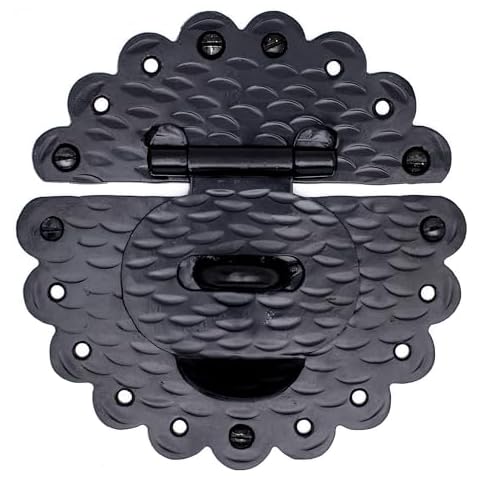 Borderland Rustic Hardware 6" Hand Forged Iron Decorative Furniture Hasp | Hacienda Series Black Finish | for Trunks, Chests, Cabinets & Small Boxes Cover