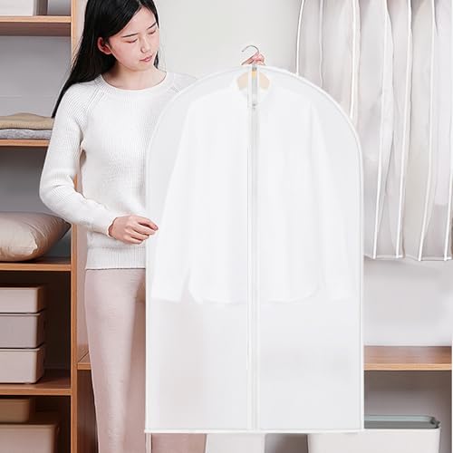 5 Pack Garment Bags for Hanging Clothes, 40" Suit Bags for Closet Storage, Plastic Clothes Covers with Zipper for Dresses4