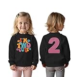 2. Geburtstag Mädchen Sweatshirt “I'M TWO CUTE” Drucker Pullover Zweiter Geburtstags Babykleidung Kinder Rundhals Langarmshirt Baby Ankündigung Outfits Herbst Winter Pulli(Schwarz,2 Jahre)