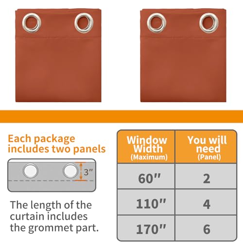 Image of YoungsTex Short Blackout Curtains 54 Inches Length- Burnt Orange Thermal Insulated Drapes with Grommet Room Darkening Privacy for Kitchen Bedroom Windows, 2 Panels, 42 x 54 Inch, Terracotta