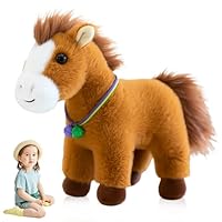 MIFKLMV Mini Flopsie Horse, Brown Horse Plush Toy, Soft Stuffed Animal, Horses Soft Toy, Wild Animals Toys Gift for Kids Girls and Boys, Christmas, New Year, Birthday Gifts (23cm)