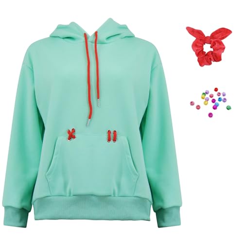 LILLIWEEN Womens Vanellope Von Schweetz Hoodie Cosplay Costume Adults Sweatshirt with Hairtie Accessories XL