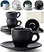 Produktbild KIVY Espressotassen Dickwandig [4 x 75ml] - Handgefertigt aus hochwertigem Steingut Schwarz Matt - Espressotassen Schwarz- Schwarze Kaffeetassen Schwarz - Espresso Tassen Set 4er - Espresso cups