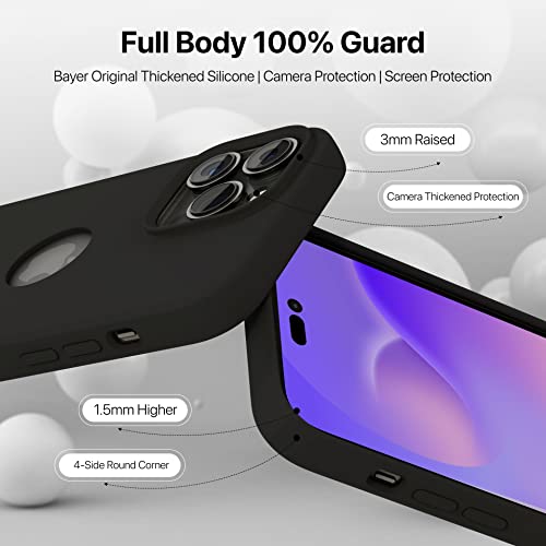 Image of eller sante Liquid Silicon Logo-Cut for iPhone 14 Pro Case Cover, Soft TPU, Shockproof, Scratch Resistant, 6 Feet Drop Protection, Compatible with iPhone 14 Pro Back Cover - Black