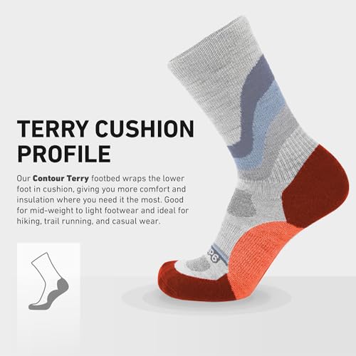 Image of GRIP6 Crew Socks - Merino Wool Socks Made in the USA, Lightweight Wool Hiking Socks, Crew Socks for Men and Women