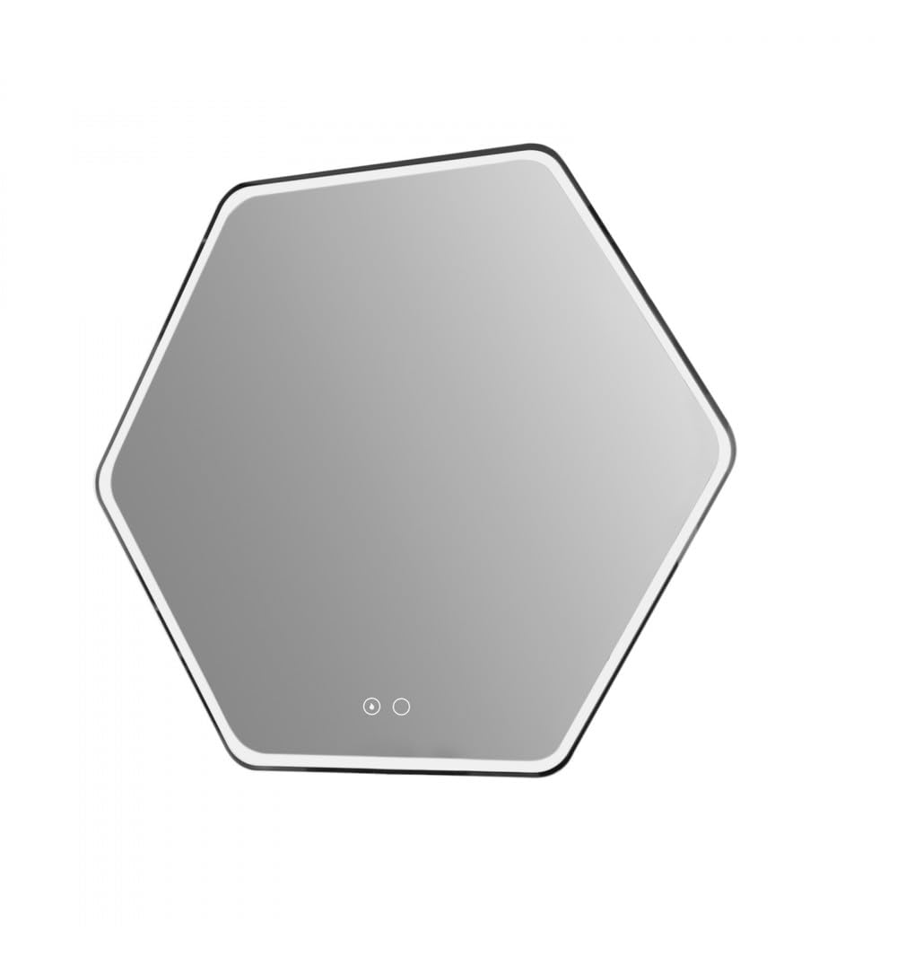 Aplike - Espejo de Baño Hexagonal con Luz LED, Sensor Táctil y Antivaho - Luz Blanca Neutra (4000K) - 80 x 70cm | Modelo Marbella