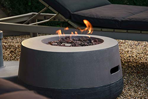 dobar® 35442e Lava-Ofen Calido - Gaskamin Outdoor aus Magnesia - Gasfeuerstelle mit Lavasteinen - Gartenkamin inkl. Deckel & Schutzhülle - Gasofen für Garten/Terrasse/Balkon - 48 x 48 x 66 cm