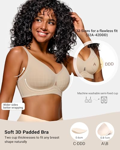Comfortable Wireless Everyday Bras for Women Seamless Full Coverage T-Shirt Bra Breathable Support Brassiere3