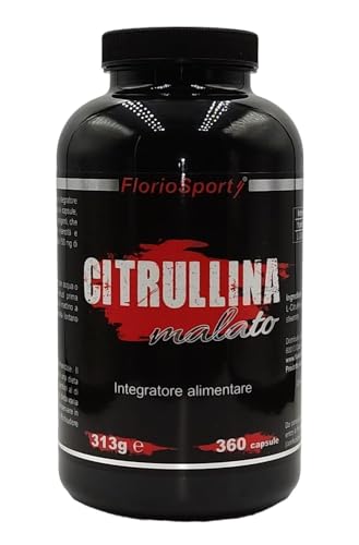 Citrullina Malato Floriosport, 360 Cps. Integratore Alimentare In Capsule Da 750 Mg. Pura Citrulline Malate Ossido Nitrico