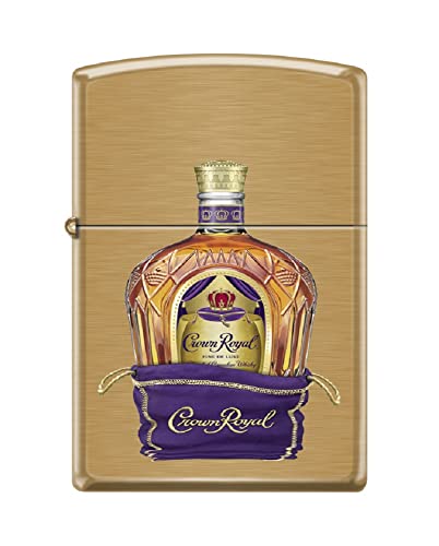 Zippo Isqueiro -for Crown Royal Purple Bag Garrafa Latão Escovado Isqueiro À Prova de Vento #Z5349