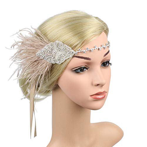 TENDYCOCO Gatsby headband 1920s gatsby headdress flapper headwear crystal beaded wedding headpiece for women girls