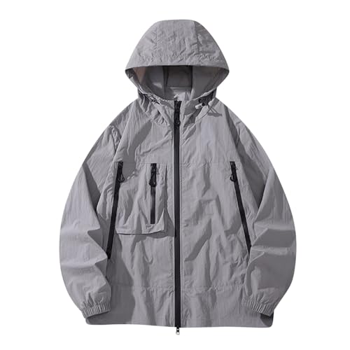 UPF 50+ Fishing Sun Shirt for Men Rash Guard UV SPF Long Sleeve Lightweight Cooling Zip Up Hoodies for Outdoor Hiking