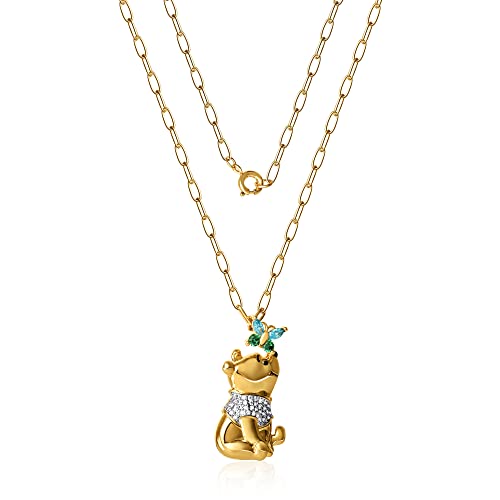 Disney Winnie the Pooh Pendant Necklace Paper Clip Chain 18-Inch - Flash Plated Necklace with Butterfly and Pooh Pendant - Winnie the Pooh Jewelry3