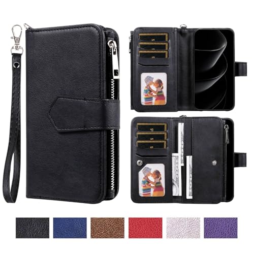 Étui portefeuille iPhone 13 mini en cuir amovible marron haut de gamme