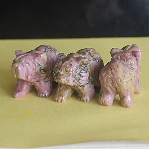 1.5'' Hand Carved Mixed Gemstone Crystal Bear Figurine Animal Carving (rhodocrosite) - Image 4