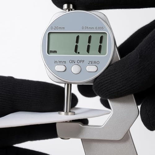 Image of Digital Thickness Gauge 0-20mm, 0.01mm Accuracy, LCD Display, Inch /mm Conversion, Precision Thickness Measuring Tool for Paper, Plastic, Metal, Leather & Sheet Materials (Guage-20mm)