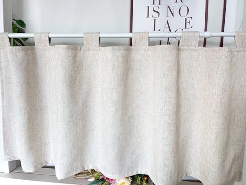 Cortina de cortina opaca corta de tela simple para decoración de cocina 120x45 cm 7