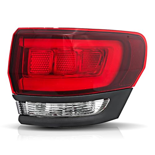 Right Passenger Side Outer Tail Lights Assembly Compatible with 2014-2022 Jeep Grand Cherokee SRT Rear Light, Replace OE#68236104AC, Black Frame