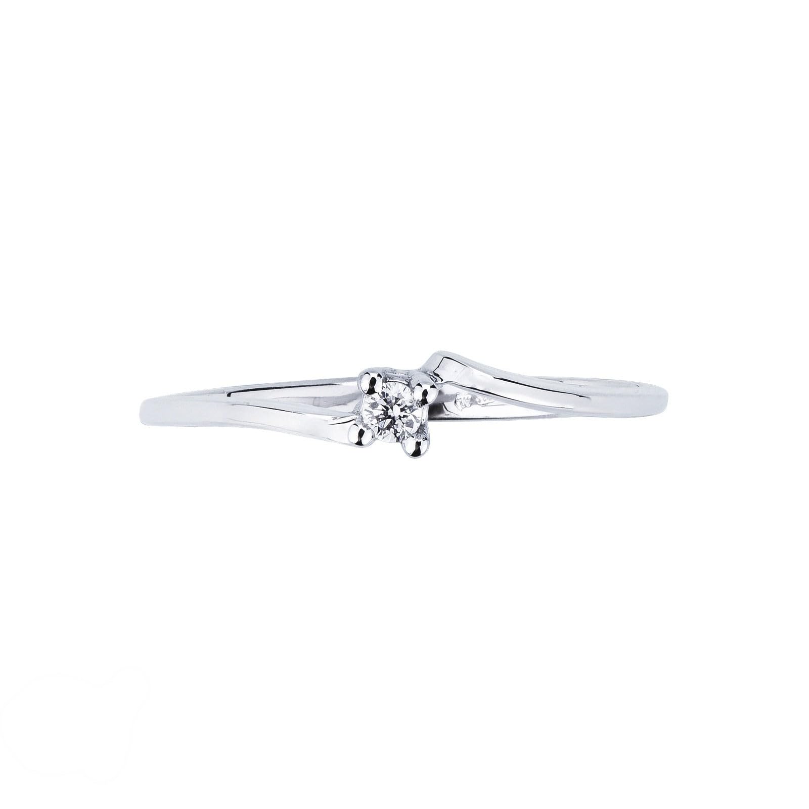 Anello solitario in oro bianco 18k con diamante di 0.04 ct.