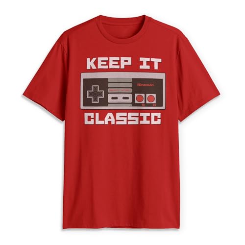 Nintendo Men's Keep it Classic T-Shirt, Medium, Red